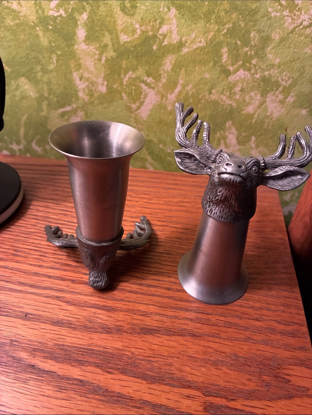 Rustic Moose Head Pewter Shot Glasses - Silver Decorative Drinkware